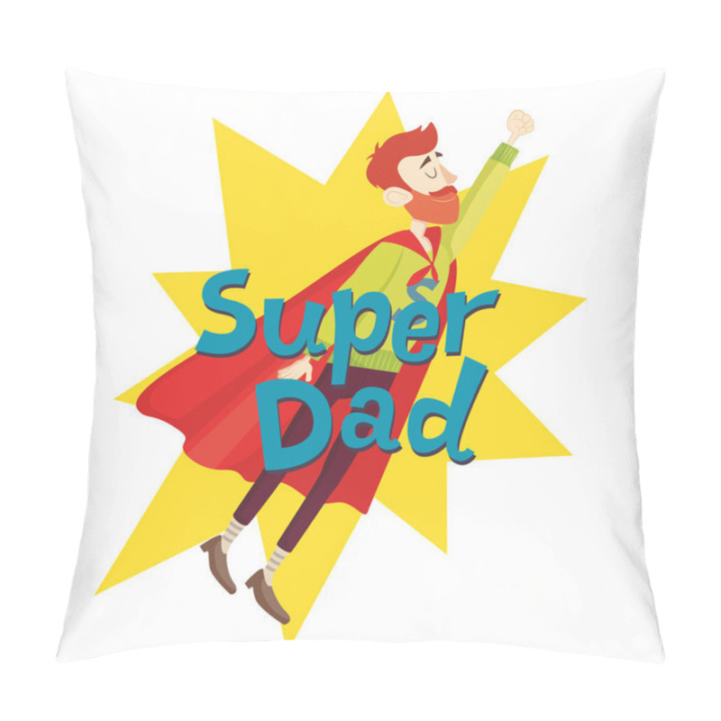 Personality  Super Dad. Fathers Day Greeting Card. Vector Illustration Pillow Covers