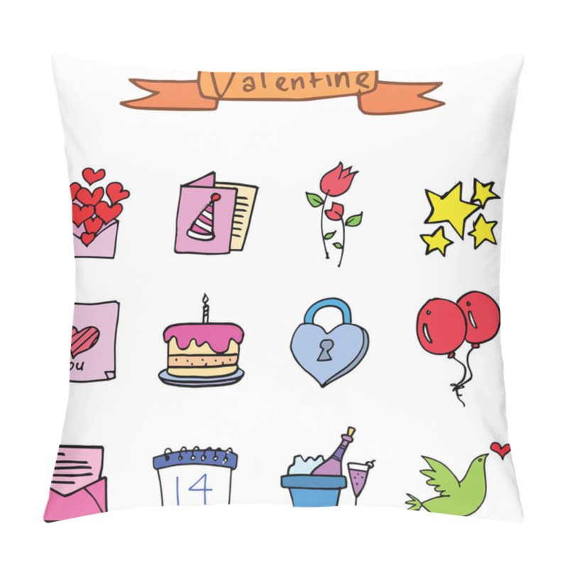 Personality  Vector Art Valentine Set Element Pillow Covers