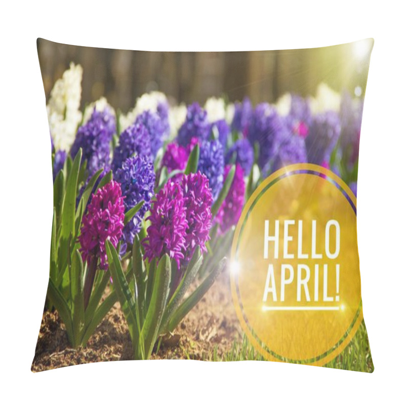 Personality  Banner Hello April. Hi Spring. Hello April. Welcome Card We Are Waiting For The New Spring Month. The Second Month Of Spring. Pillow Covers