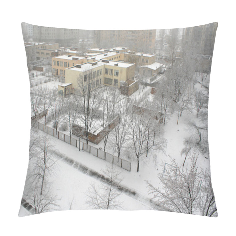 Personality  Hazy Winter Morning With Hoary Trees And House Pillow Covers