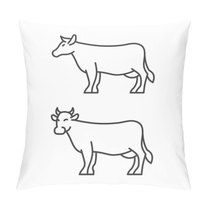 Personality  Cow Icons On White Background. Line Style Vector Pillow Covers