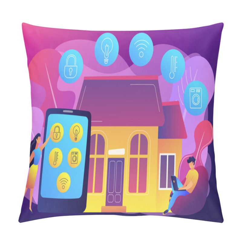 Personality  Smart Home Concept Vector Illustration. Pillow Covers