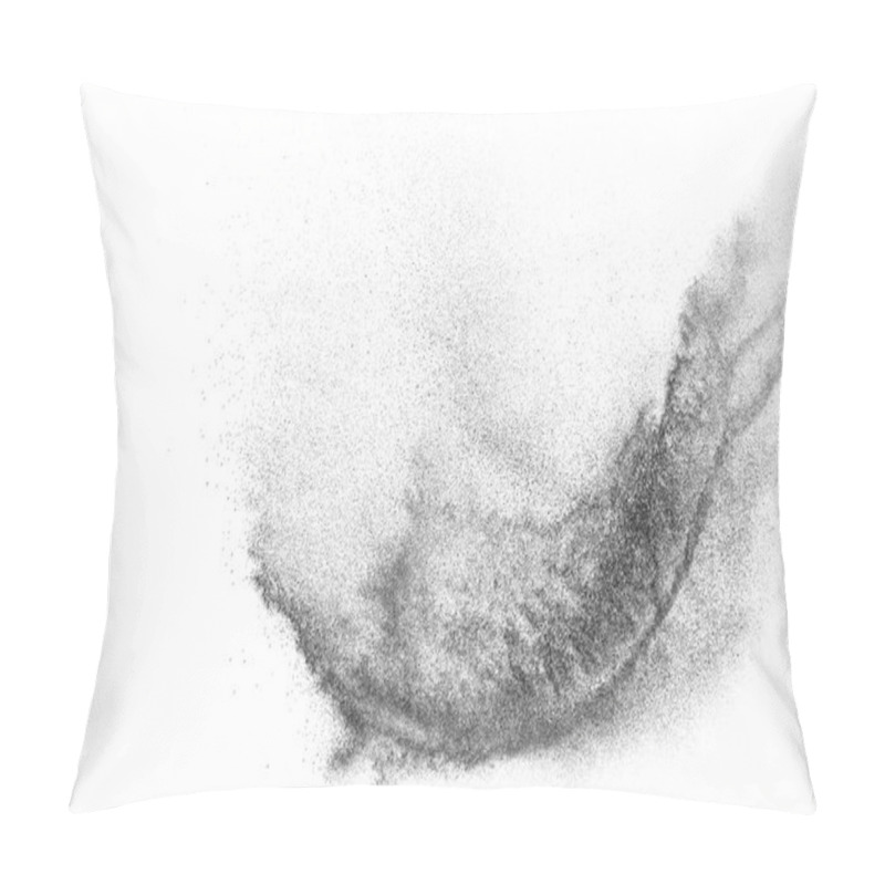 Personality  Black Particles Explosion Isolated On White Background.  Abstract Dust Overlay Texture. Pillow Covers