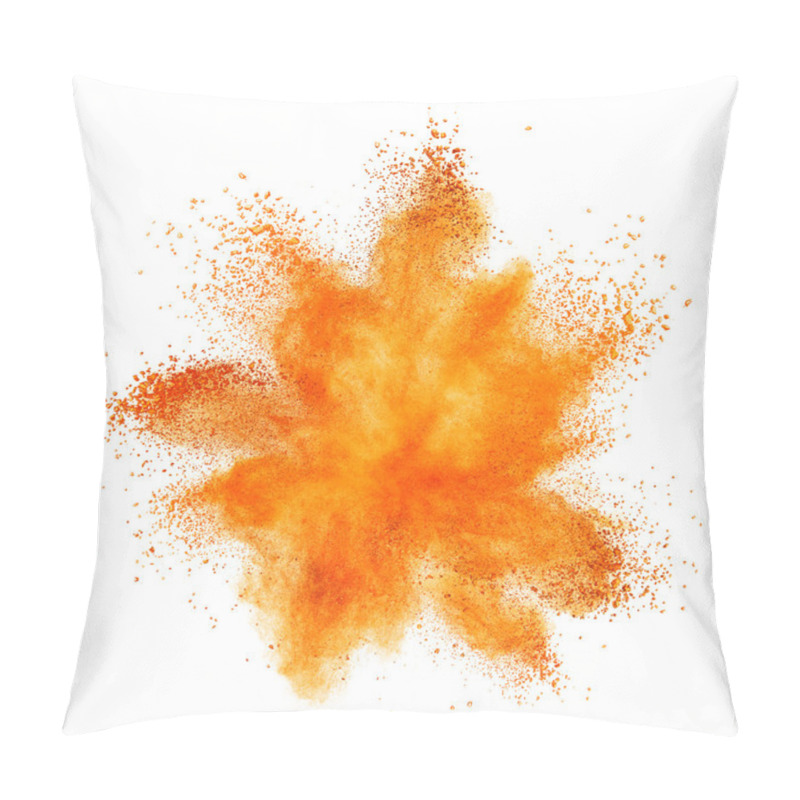 Personality  Orange Powder Explosion Isolated On White Pillow Covers