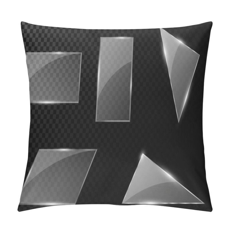 Personality  Glass Geometric Objects. A Set Of Blank Banners For Your Projects. Hi-tech In Design. Realistic, Clear Glass. Vector Illustration Pillow Covers