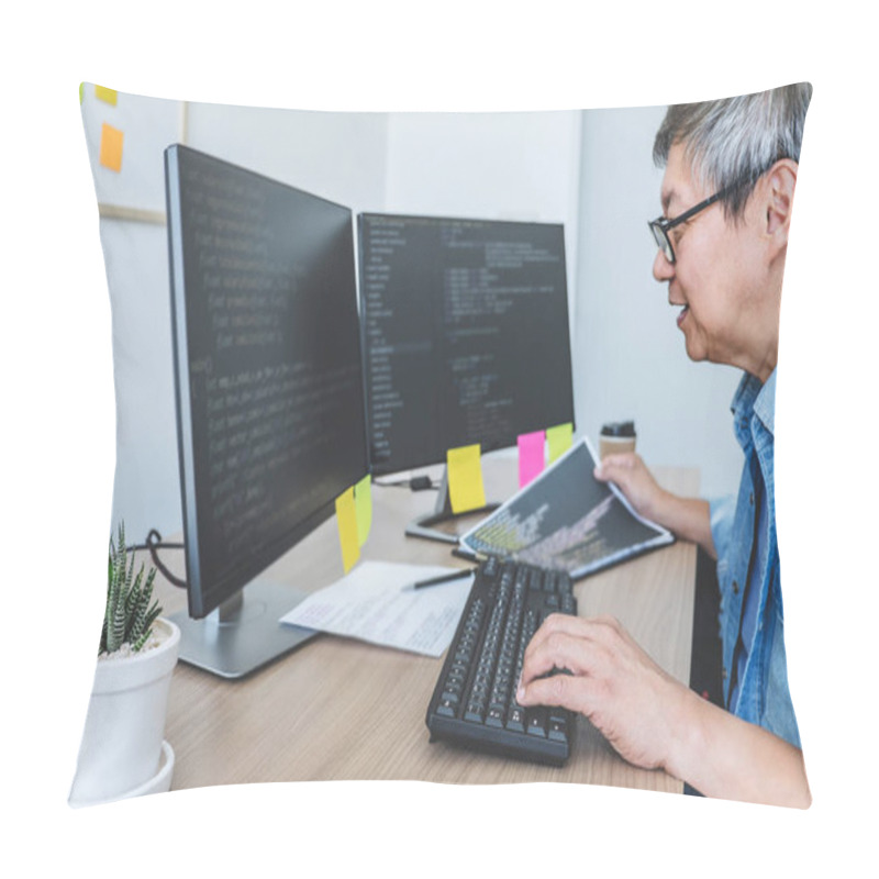 Personality  Senior Professional Programmer Working At Developing Programming Pillow Covers