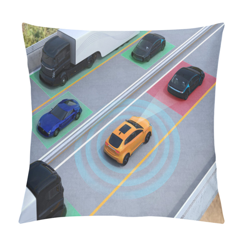 Personality  Concept Illustration For Auto Braking, Lane Keeping Functions Pillow Covers