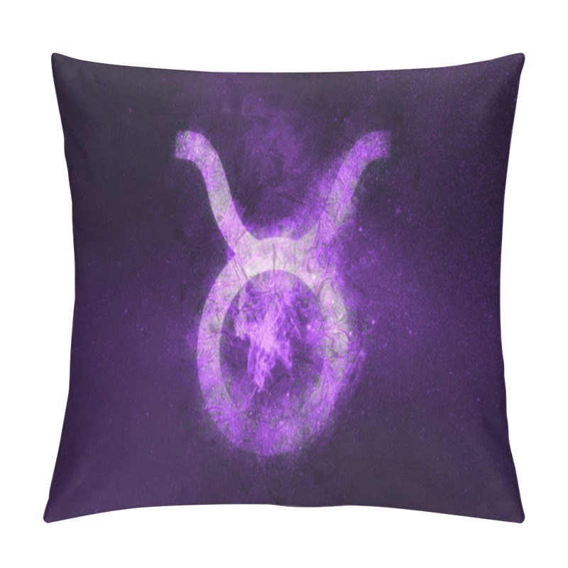 Personality  Taurus Zodiac Sign. Night Sky Abstract Background Pillow Covers