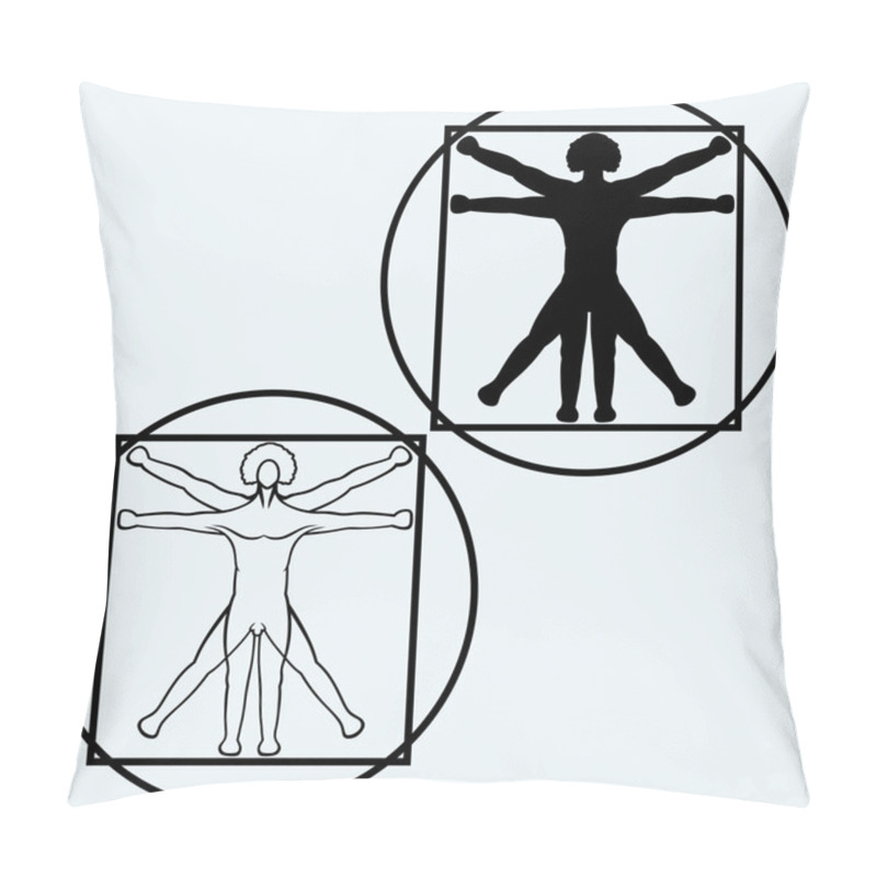 Personality  Vitruvian Man. Vector Pillow Covers