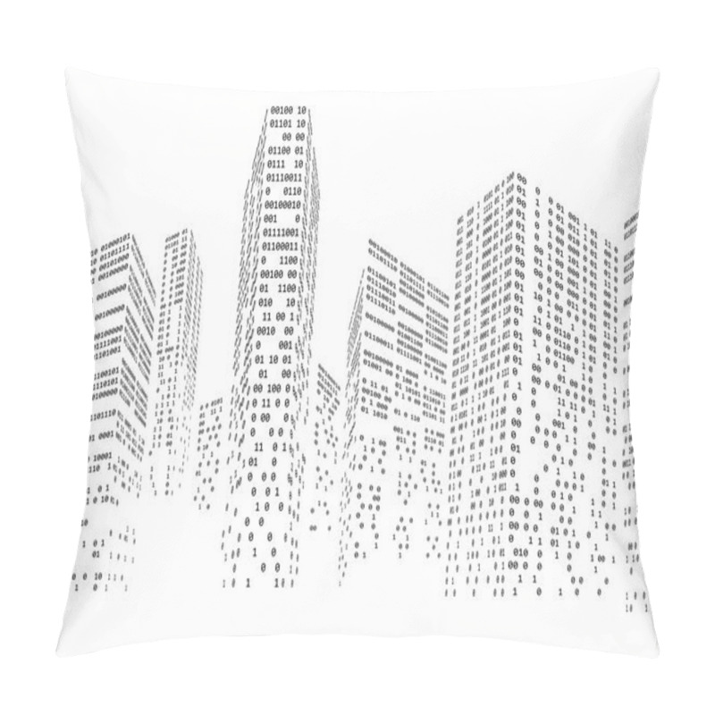 Personality  Binary Code In Form Of Futuristic City Skyline Pillow Covers