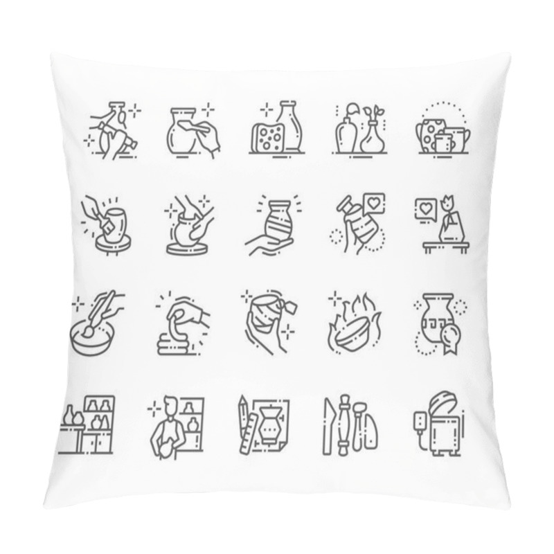 Personality  Pottery Production Well-crafted Pixel Perfect Vector Thin Line Icons 30 2x Grid For Web Graphics And Apps. Simple Minimal Pictogram Pillow Covers