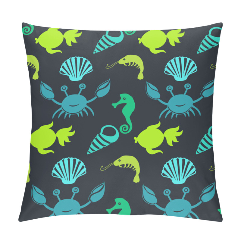 Personality  Cartoon Set With Sea Live, Vector Set. Pillow Covers