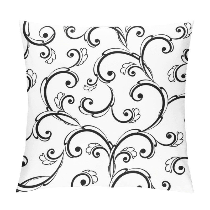 Personality  Seamless Baroque Leaves Black Floral Background Pillow Covers