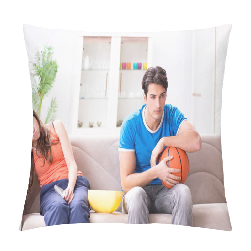 Personality  Man Watching Basketball With His Wife Pillow Covers