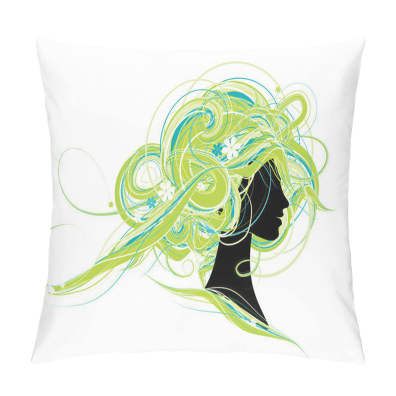 Personality  Woman Head Silhouette, Hairstyle Design Pillow Covers