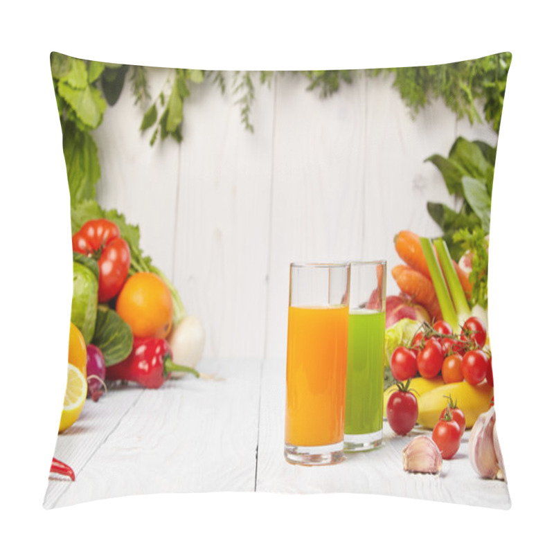 Personality  Various Freshly Vegetable Juices For Detox Pillow Covers