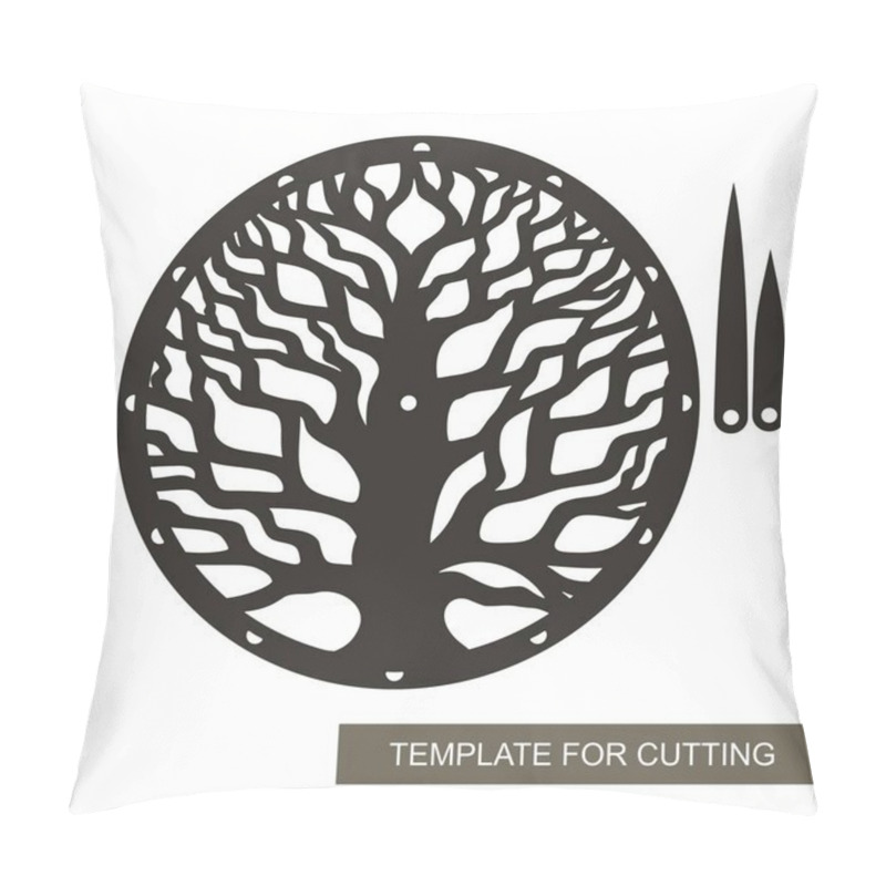 Personality  Round Dial With Decorative Tree (trunk, Dense Branches) Inside. Hour And Minute Hands. An Unusual Design Element For The Interior. Vector Layout For Laser Cutting (cnc). Pillow Covers