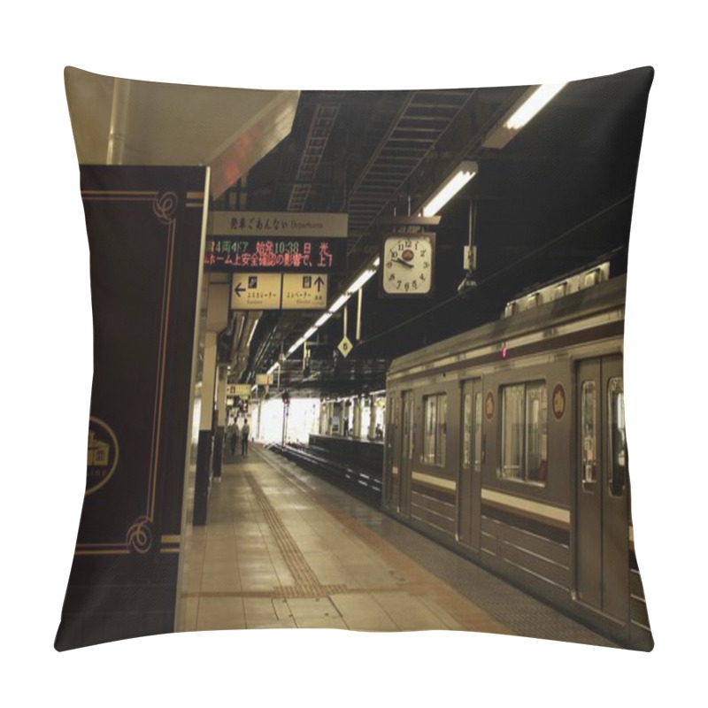 Personality  Nikko, Japan - July 31 2017: Punctuality At Its Best: Japanese Train Departing From A Quiet Nikko Line Station Platform. High Quality Photo Pillow Covers