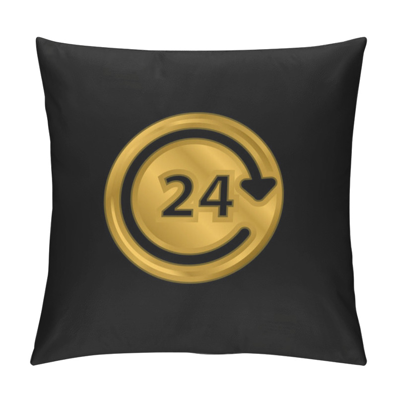 Personality  24 Hour Daily Service Gold Plated Metalic Icon Or Logo Vector Pillow Covers