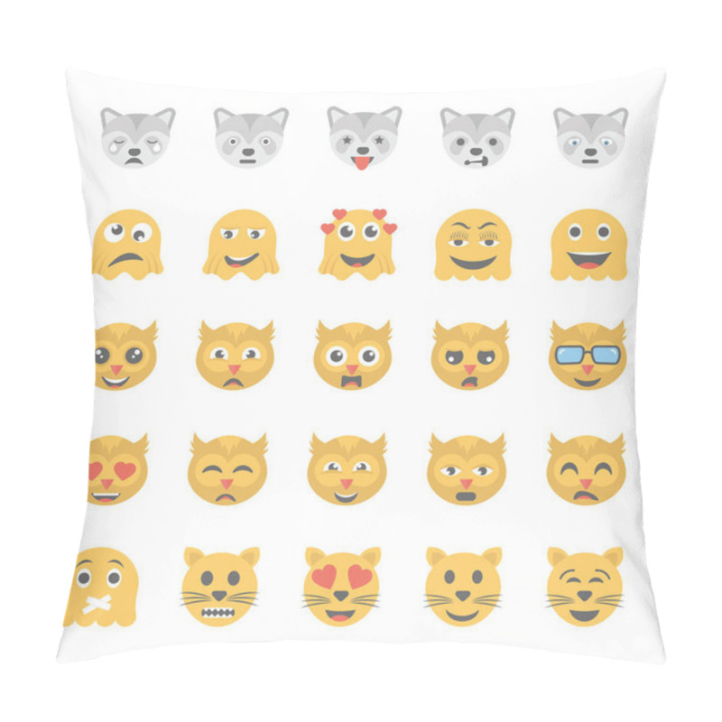 Personality  Smiley Flat Icons Set 36 Pillow Covers