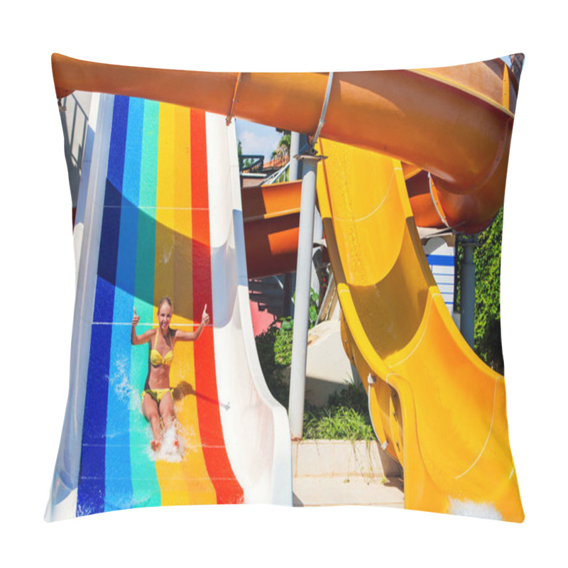 Personality  Swimming Pool Slides For Children On Water Slide At Aquapark. Pillow Covers