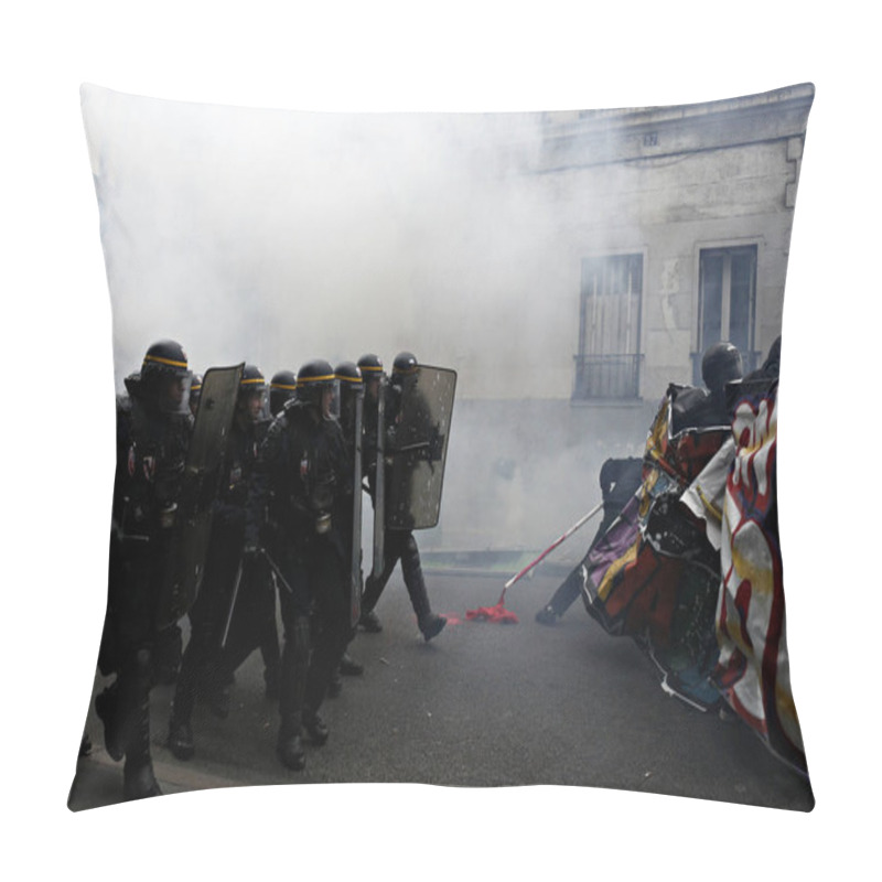 Personality  Paris, Feance June 4,2016.Antifascists Clashed With Riot Police During March In The 3rd Anniversary Of The Death Of Young Far-left Activist Clement Meric Who Died In A Fight With Skinheads In Paris. Pillow Covers