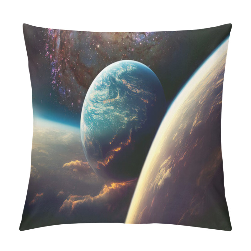 Personality  Cosmic Space And Planet, Digital Art Pillow Covers