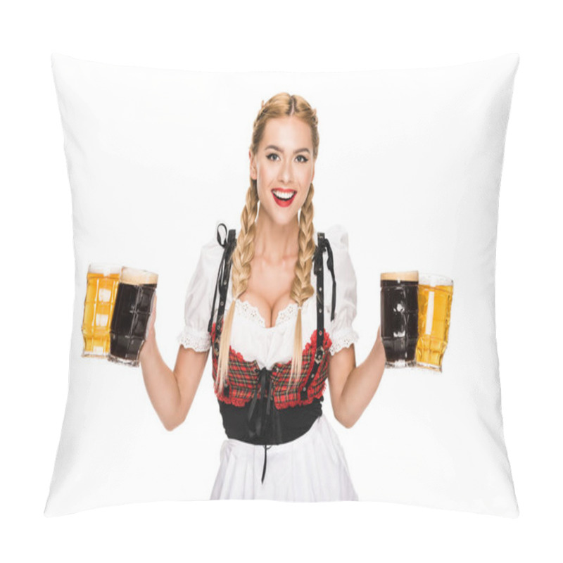 Personality  Waitress With Beer Glasses Pillow Covers