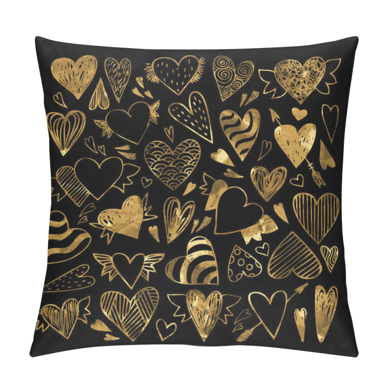 Personality  Hand Drawn Set Gold Tribal Hearts Pillow Covers