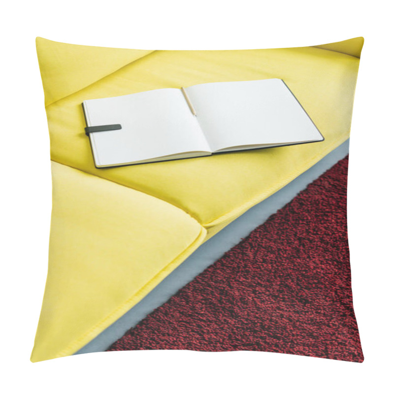 Personality  Empty Textbook Pages With Pencil On Yellow Couch Pillow Covers