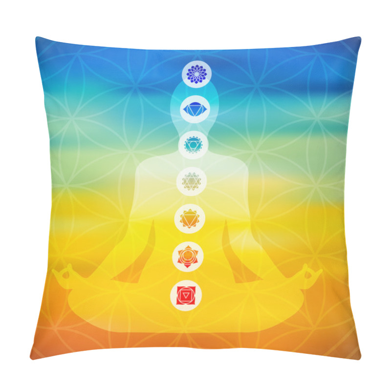 Personality  Yoga Pose With Chakra Icons  Pillow Covers