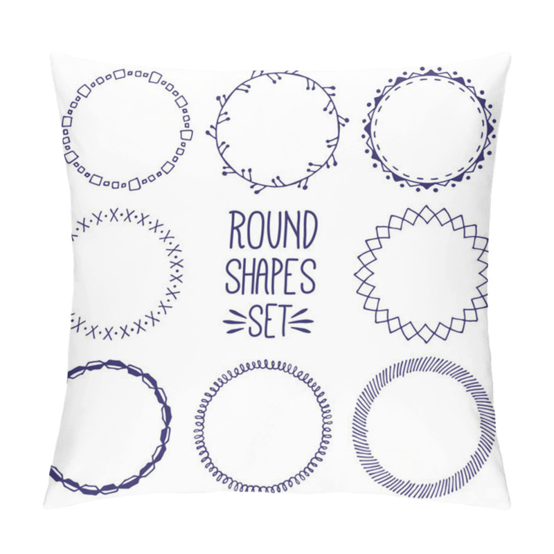 Personality  Round Shapes Hand Drawn Set, Vector Design Elements. Decorative Brushes Graphic Resources Pillow Covers