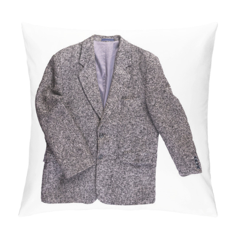 Personality  Men Gray Jacket With Buttons Isolated On A White Background.jacket Top View. Casual Style Pillow Covers