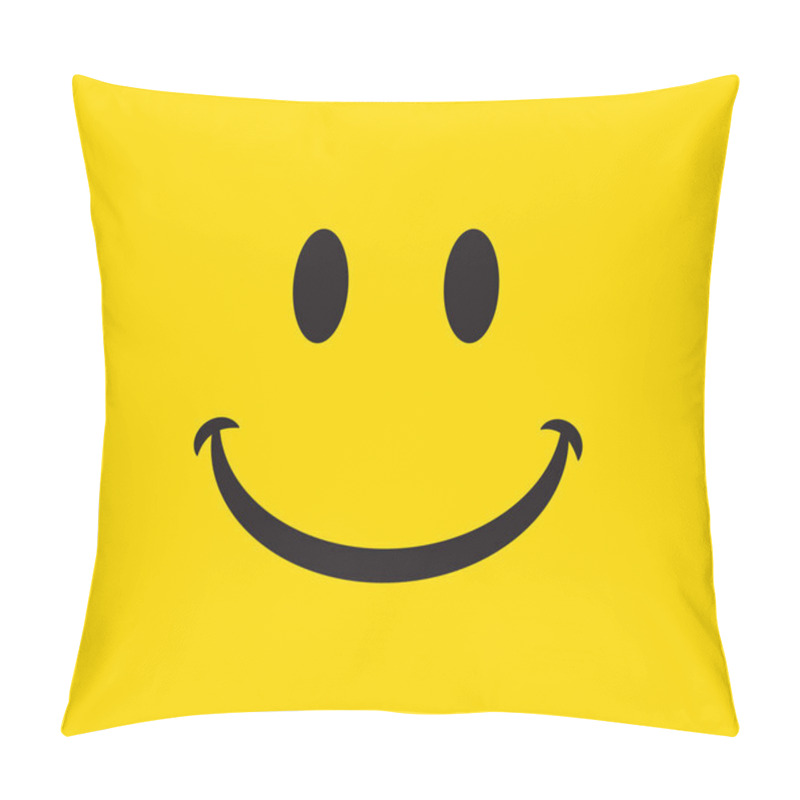 Personality  Smile Icon On Yellow Background. Vector Illustration.  Pillow Covers