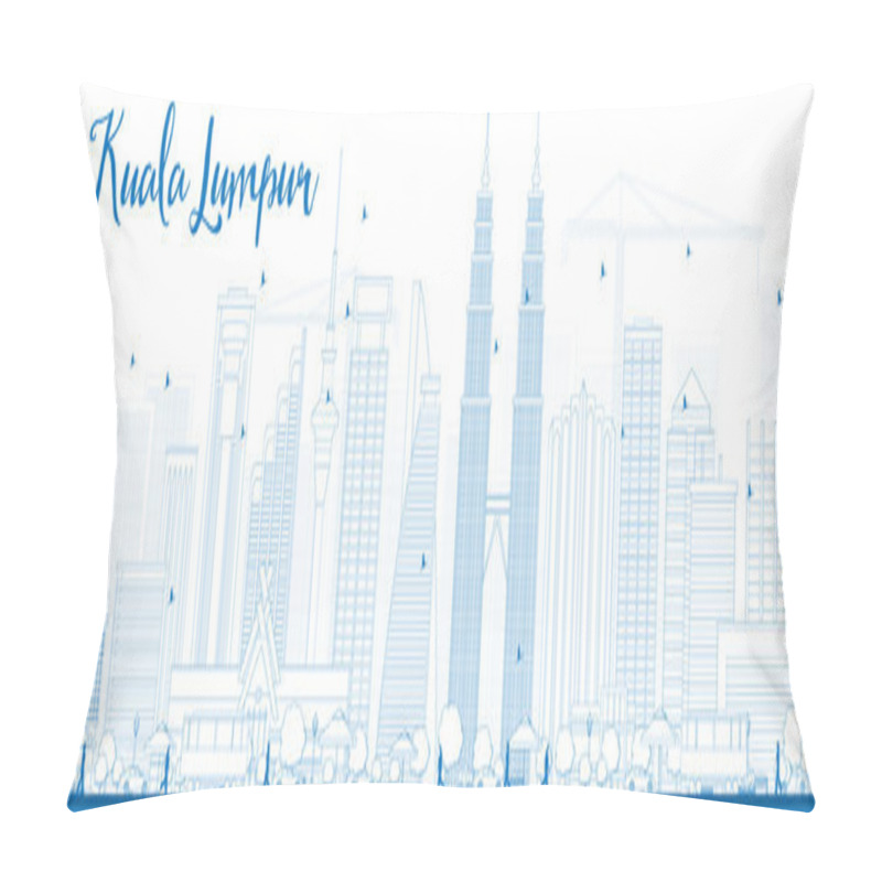 Personality  Outline Kuala Lumpur Skyline With Blue Buildings Pillow Covers