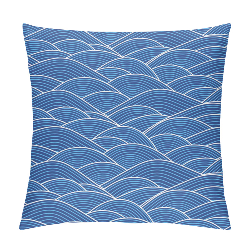 Personality  Japanese Ocean Wave Line Vector Seamless Pattern Pillow Covers