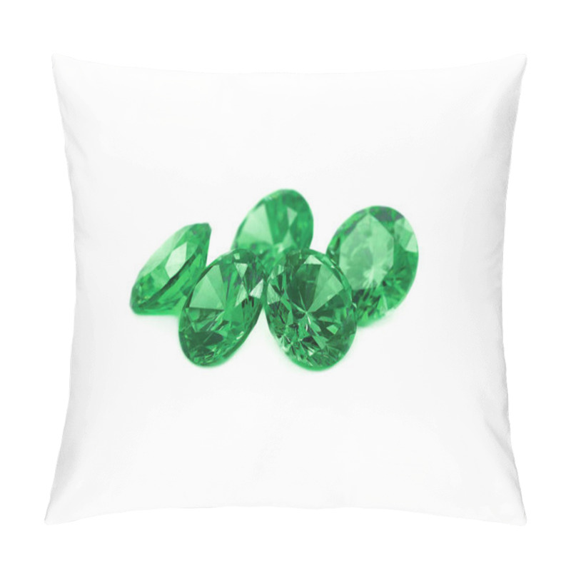 Personality  Five Faceted Emeralds On A White Background.  Pillow Covers