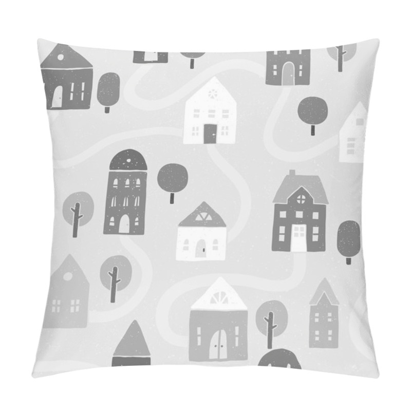 Personality  Grayscale Houses Pattern Pillow Covers