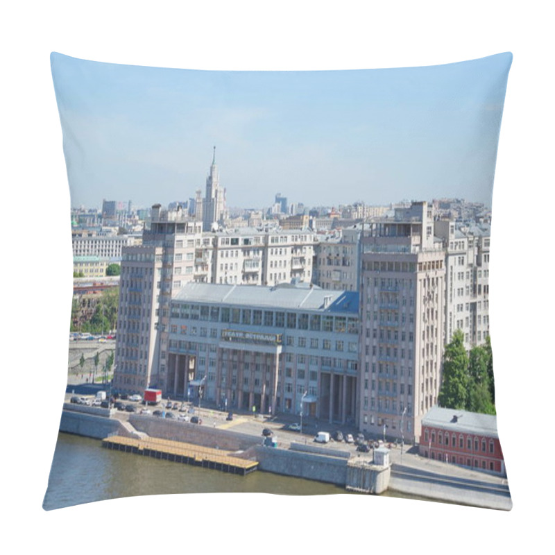 Personality  Moscow, Russia - June 4, 2019: Summer View Of The Bersenevskaya Embankment And The House On The Embankment (Estrada Theatre) Pillow Covers