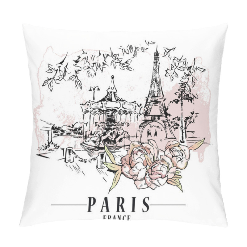 Personality  Paris Vector Illustration. Floral Backround, Vector Illustration. Pillow Covers