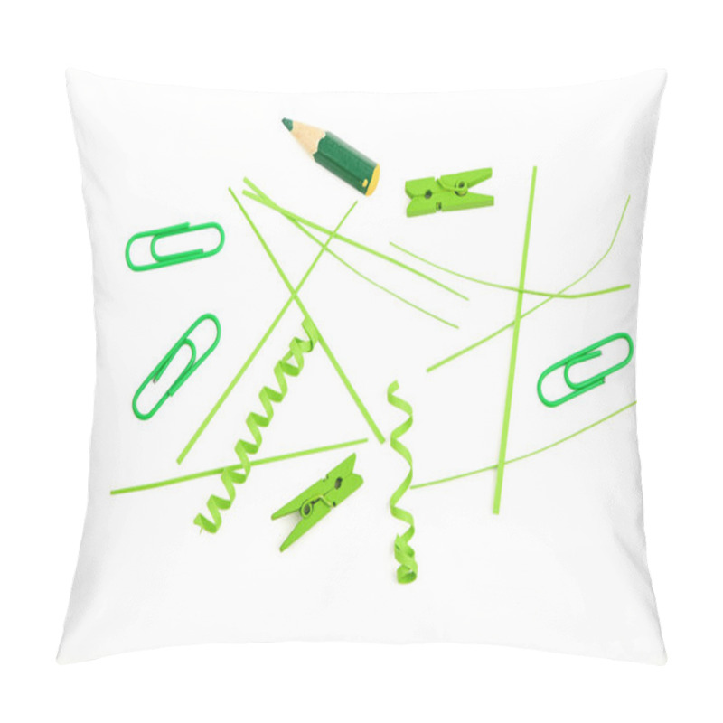 Personality  Green Paper Cuts, Pieces And Clothespins On White Pillow Covers