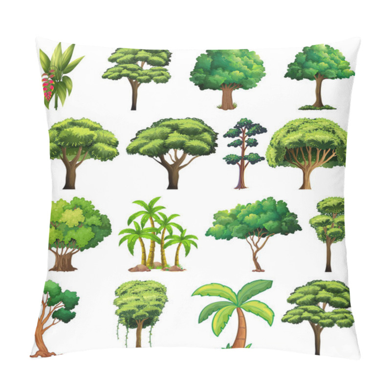 Personality  Set Of Variety Plants And Trees Illustration Pillow Covers