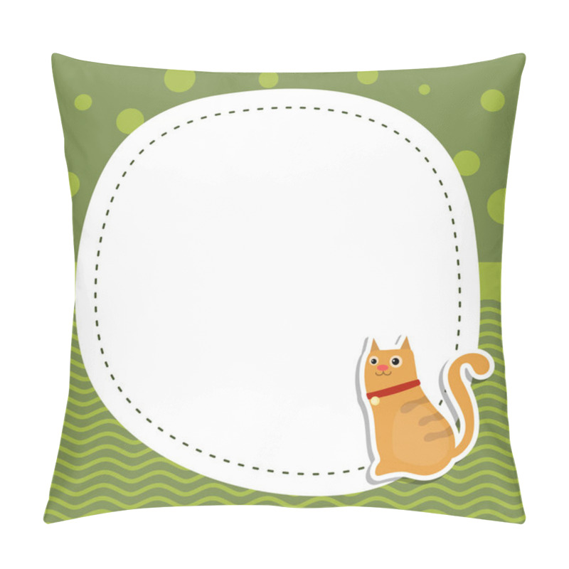 Personality  Greeting Card With Cute Cat. Pillow Covers