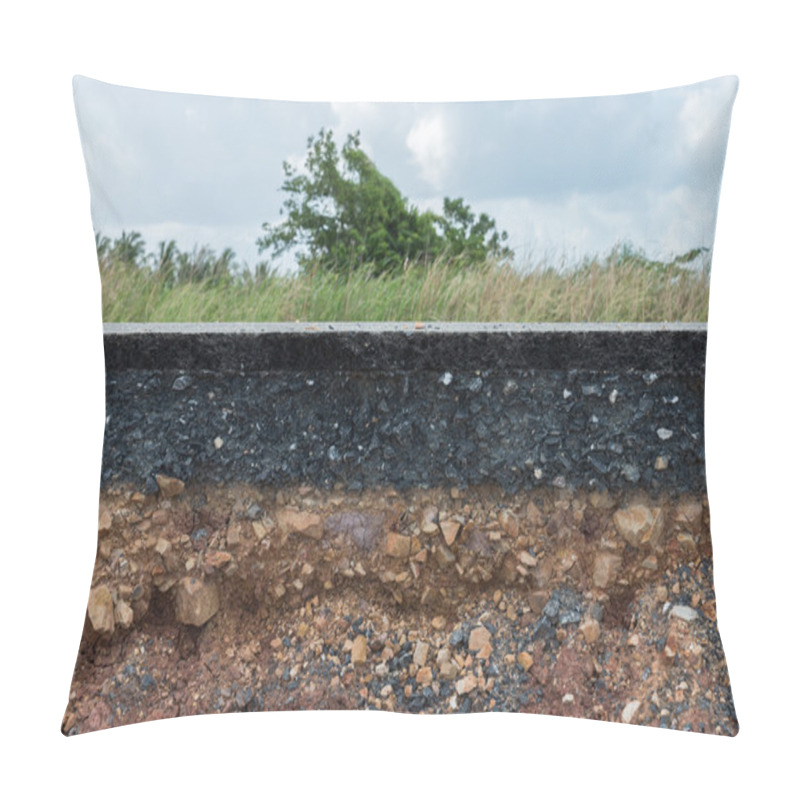 Personality  Layers Of Road With Soil And Rock. Pillow Covers