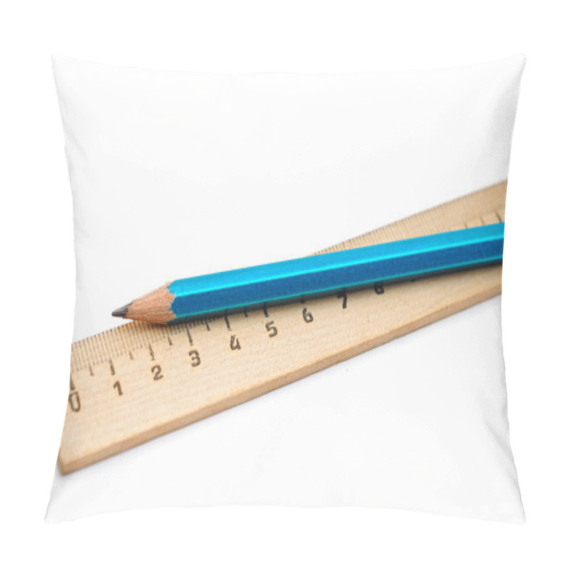 Personality  Ruler And Pencil Isolated On White Background Pillow Covers