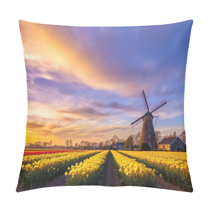 Personality  Radiant Spring Sunset Paints The Sky In Streaks Of Tangerine And Lavender, Illuminating A Vast Field Of Golden Daffodils And Scarlet Tulips. A Windmill Rises Like A Guardian At The Edge Of The Field, Its Shadow Stretching Across Pillow Covers