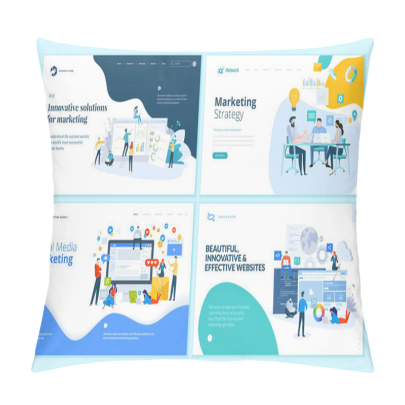 Personality  Set Of Web Page Design Templates For Internet Marketing, Social Media, Website Design And Development. Modern Vector Illustration Concepts For Website And Mobile Website Development.  Pillow Covers