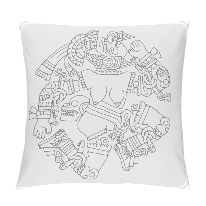 Personality  Monochrome Icon With Coyolxauhqui Aztec Goddess Of The Moon   Pillow Covers