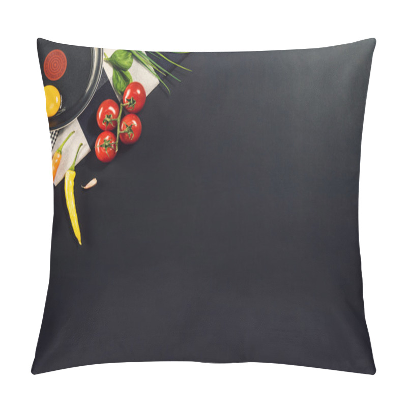 Personality  Food Preparation Background With Pasta Ingredients. Top View. Pillow Covers