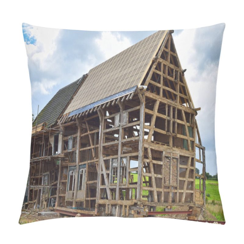 Personality  Half-timbered House Under Reconstruction Pillow Covers